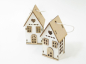 Preview: Holz-Haus H7,5cm Kt. 6 Stck. weiss 610749-11